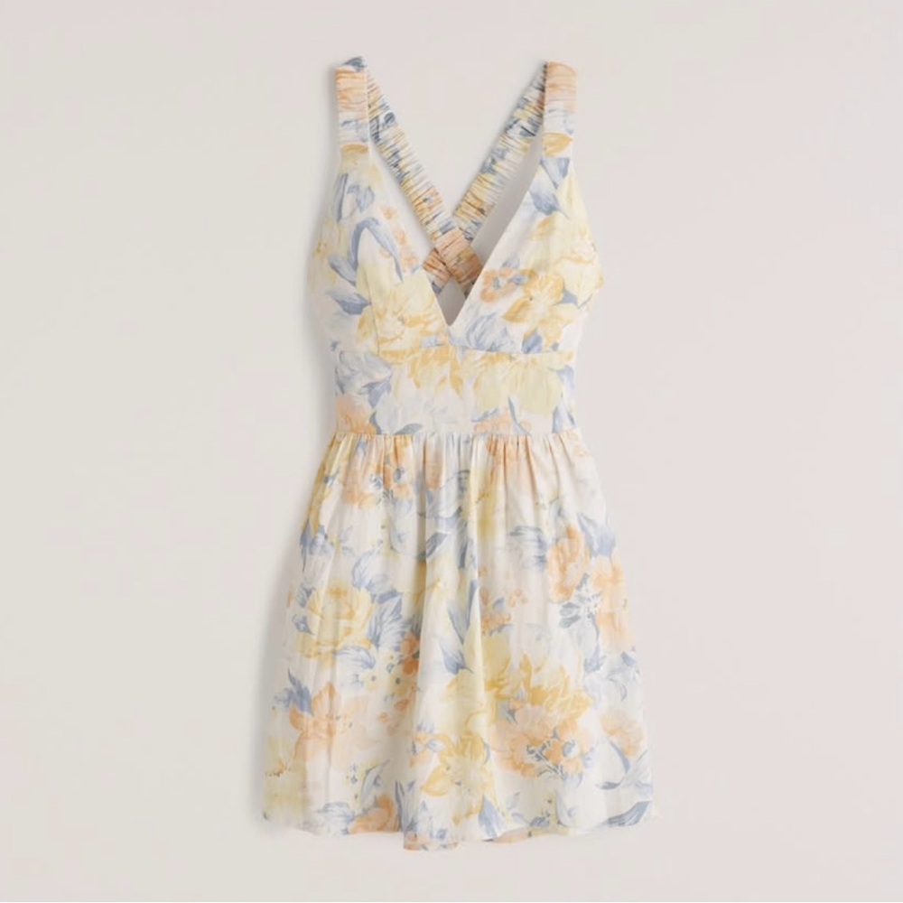 Abercrombie & Fitch Linen Floral Mini Dress | Size XS